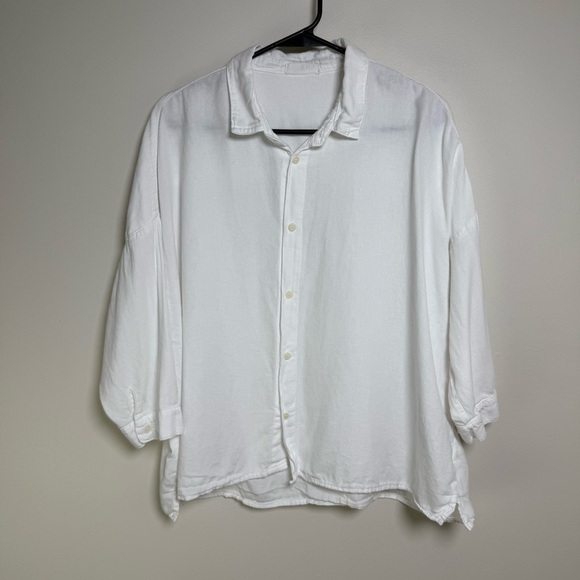 CP Shades Rooney Boxy Crop Blouse in White Cotton Voile Size Large - Picture 1 of 7